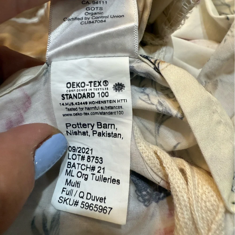 Pottery Barn Monique Lhuillier Tuileries Organic Duvet Cover Set Full/Qu…